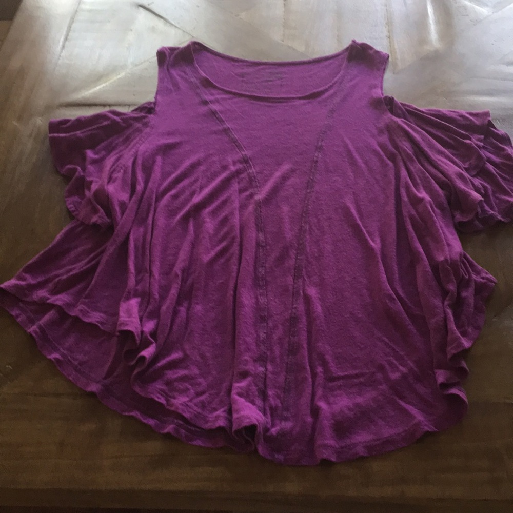 Purple top with shoulder cut out